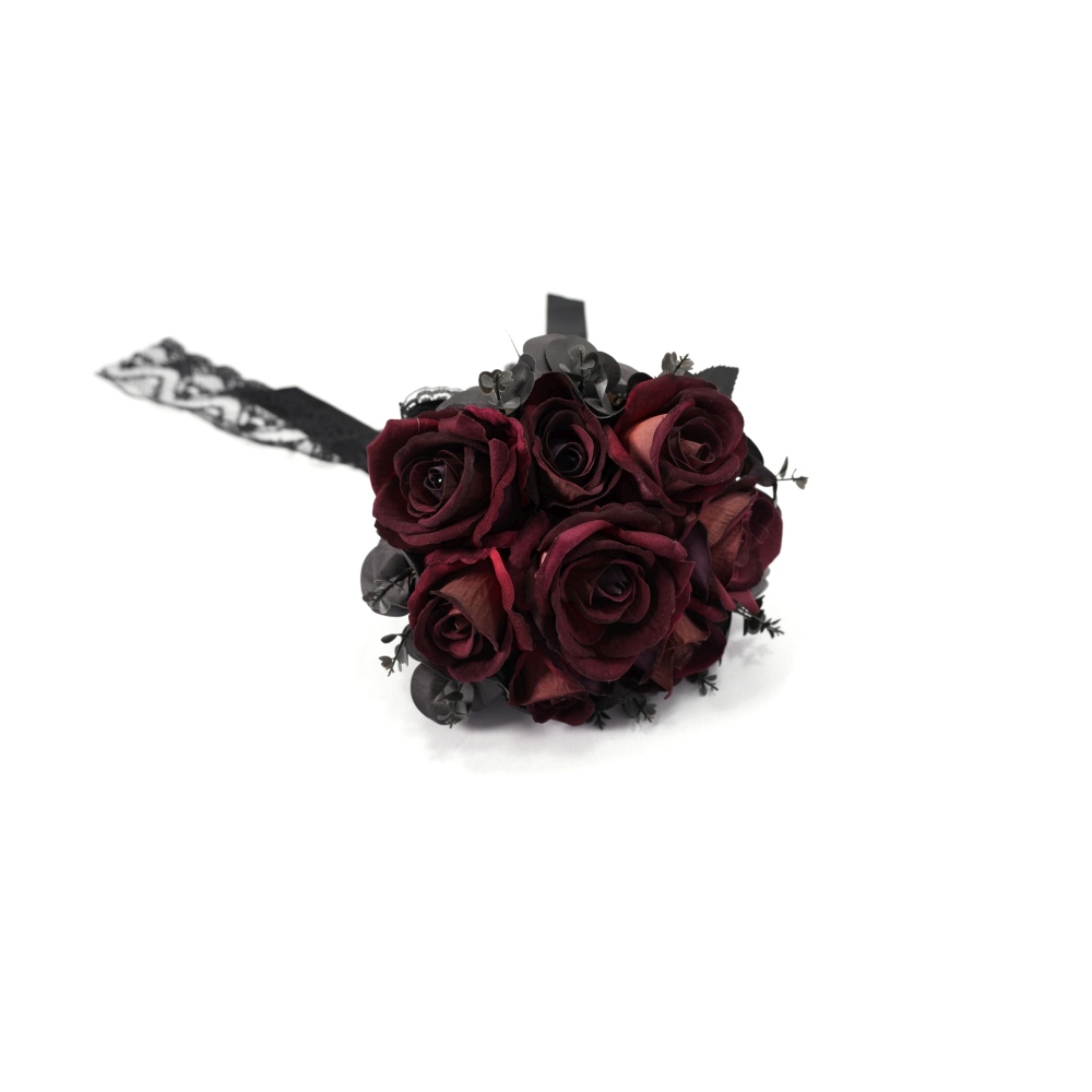 Eva Lady - Deadly Roses Gothic Bridal Bouquet Ornament - Zwart/Rood